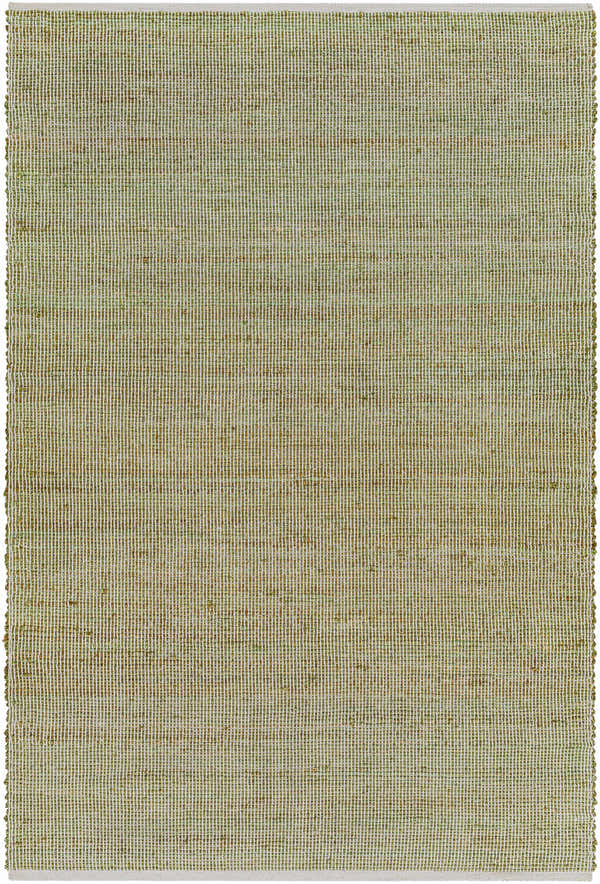Close-up of the Byrne Green Area Rug showing its jute texture, beige and green hues, and hand-woven construction. Design-Rectangle-576