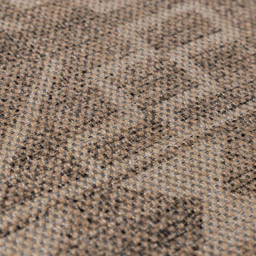 Close-up of the Halle Beige Washable Area Rug showing its woven texture and blend of beige, brown, and gray tones. Texture