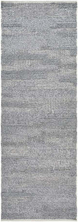 Close-up of the hand woven Chepe Area Rug. Charcoal, gray, and silverton hues create a contemporary, textured stripe pattern. Design-Runner-268