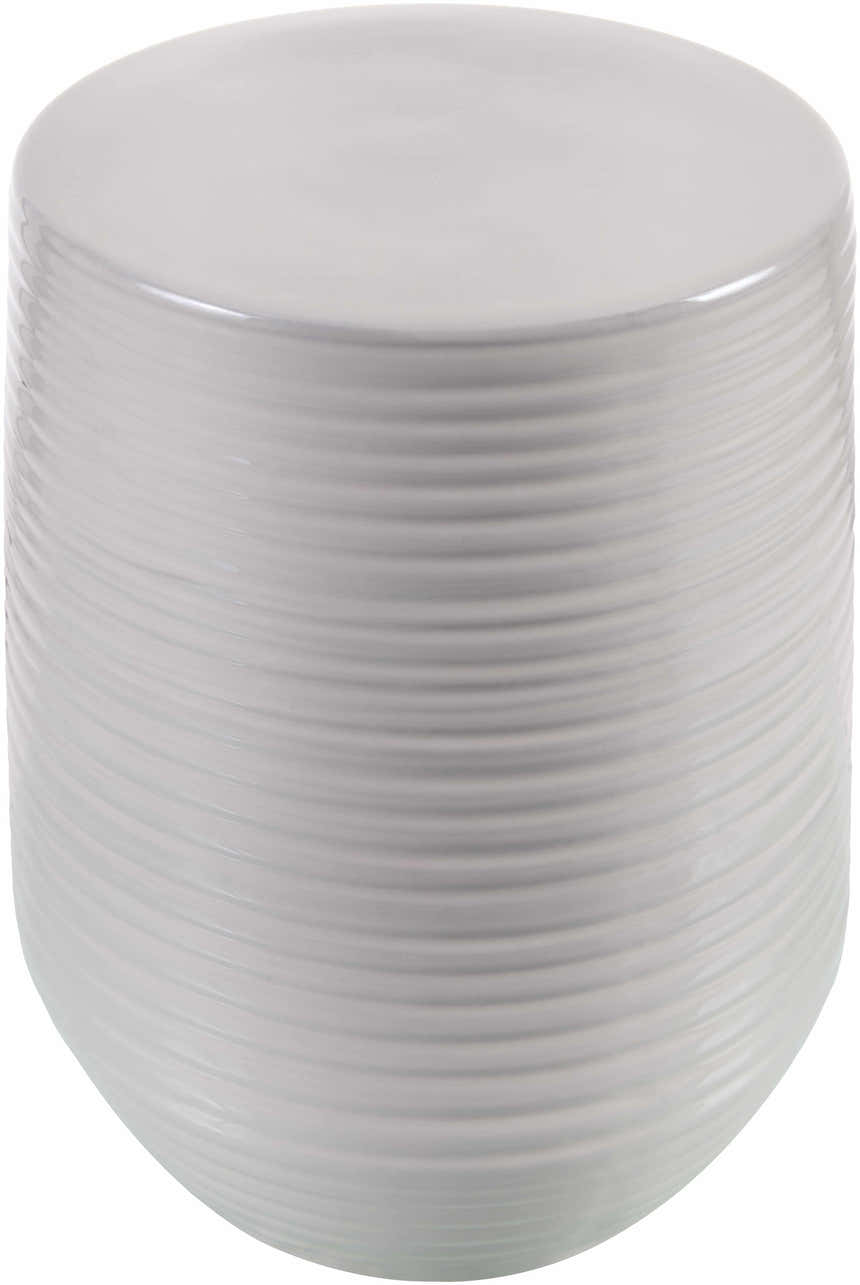 Azaro White Fluted Cylindrical Modern Minimalist Ceramic Outdoor Garden Stool