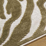 Close-up of the Keto Olive Washable Area Rug showing its textured olive and off white contemporary pattern. Texture