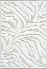 Close-up of the Keto Off-White 3D Washable Area Rug. Features a textured, abstract pattern in light gray and off-white. Design-Rectangle-57