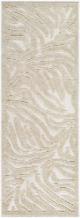 Close-up of the Keto Beige Washable Area Rug, featuring a subtle abstract pattern and soft, neutral tones. Design-Runner-2772
