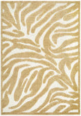 Close-up of the Keto White Washable Area Rug. Mustard and white abstract pattern. Machine woven texture. Design-Rectangle-576
