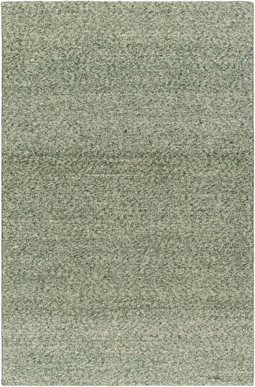 Close-up of the hand-woven Alyra Green Solid Area Rug, showing its texture and subtle green and beige color variations. Design-Rectangle