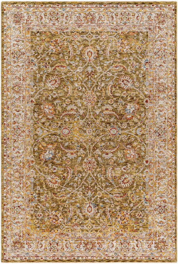 Sample Dyan Green Textured Rug with Fringes
