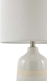 Dark Gray Rustic Table Lamp with global details for bedside or console tables