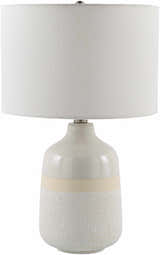 Dark Gray Rustic Table Lamp with global details for bedside or console tables