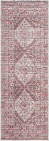 Close-up of the Liam Area Rug in beachhouse color. Farmhouse style rug with traditional floral and geometric pattern. Design-Runner-2573