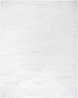 Close-up of the textured Edsel Off-White Area Rug. The rug has a subtle geometric pattern and a soft, shag-like pile. Design-Rectangle-71010