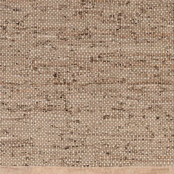Sample Aneko Khaki Handwoven Leather Rag Carpet - Clearance