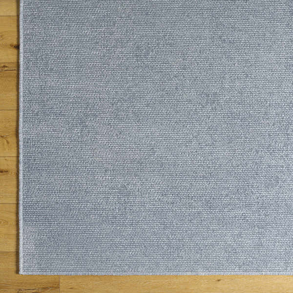 Sample Isako Blue & Gray Solid Washable Area Rug - Clearance
