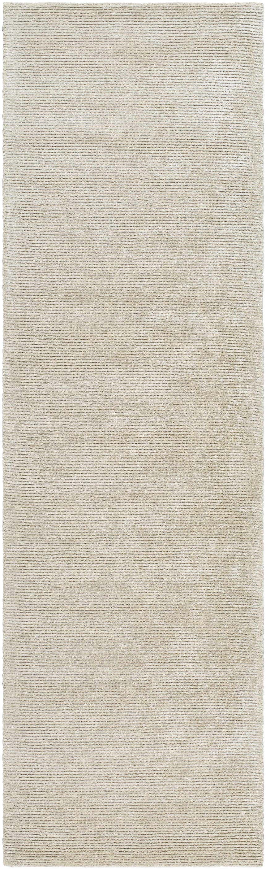 Close-up of the Pirro Premium Wool Blend Rug in ash. Hand-tufted, contemporary style with subtle horizontal texture. Design-Runner-310