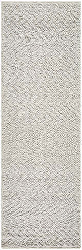Close-up of the hand woven Oved Area Rug. Neutral cloud gray color and textured, contemporary design. Design-Runner-268