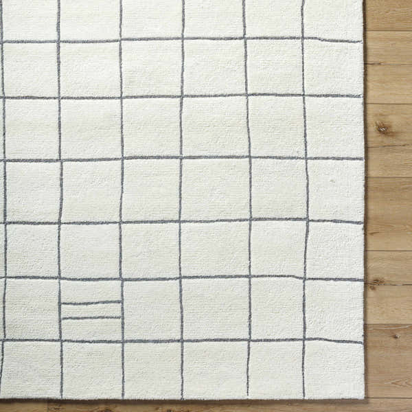 Sample Tanya Pearl White Grid Wool Rug