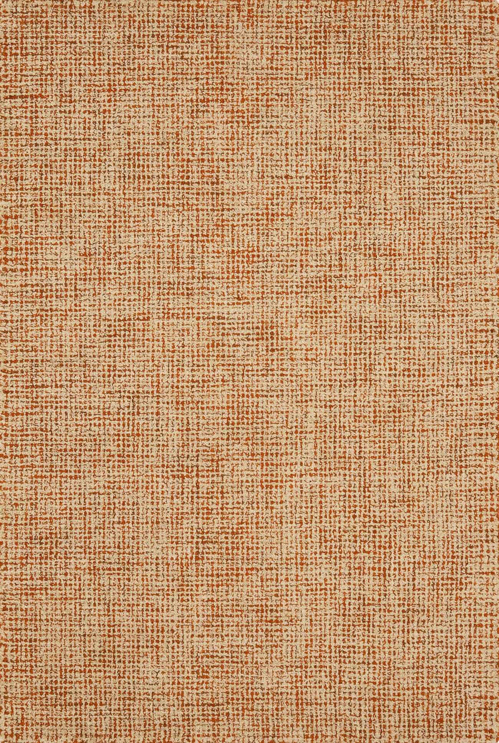 Close-up of Teresita Area Rug. Burnt orange and ivory wool rug with a textured, woven design. Design-Rectangle