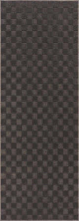Close-up of the Truls 3D Checkered Washable Rug, black and gray polyester with a textured checkered pattern. Design-Runner-2773