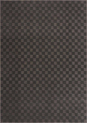 Close-up of the Truls 3D Checkered Washable Rug in Black and Gray. Features a textured, checkered pattern. Design-Rectangle-5373
