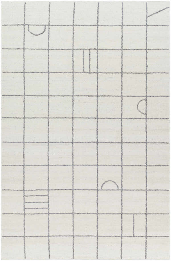 Sample Tieve Black & White Grid Wool Rug - Clearance