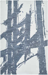 Close-up of the Viven Slate Blue Area Rug, a hand-tufted wool rug with a contemporary abstract design. Design-Rectangle-58
