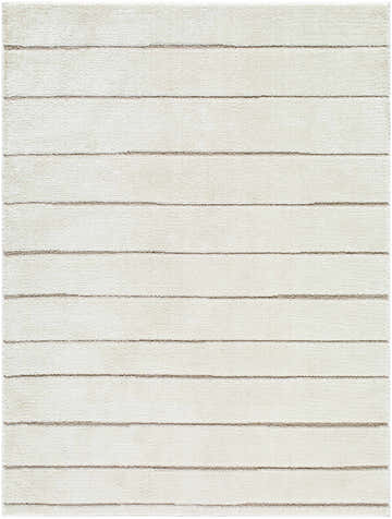 Close-up of the Cascade Cream Area Rug, featuring a soft ivory base with subtle taupe horizontal stripes. Design-Rectangle-537