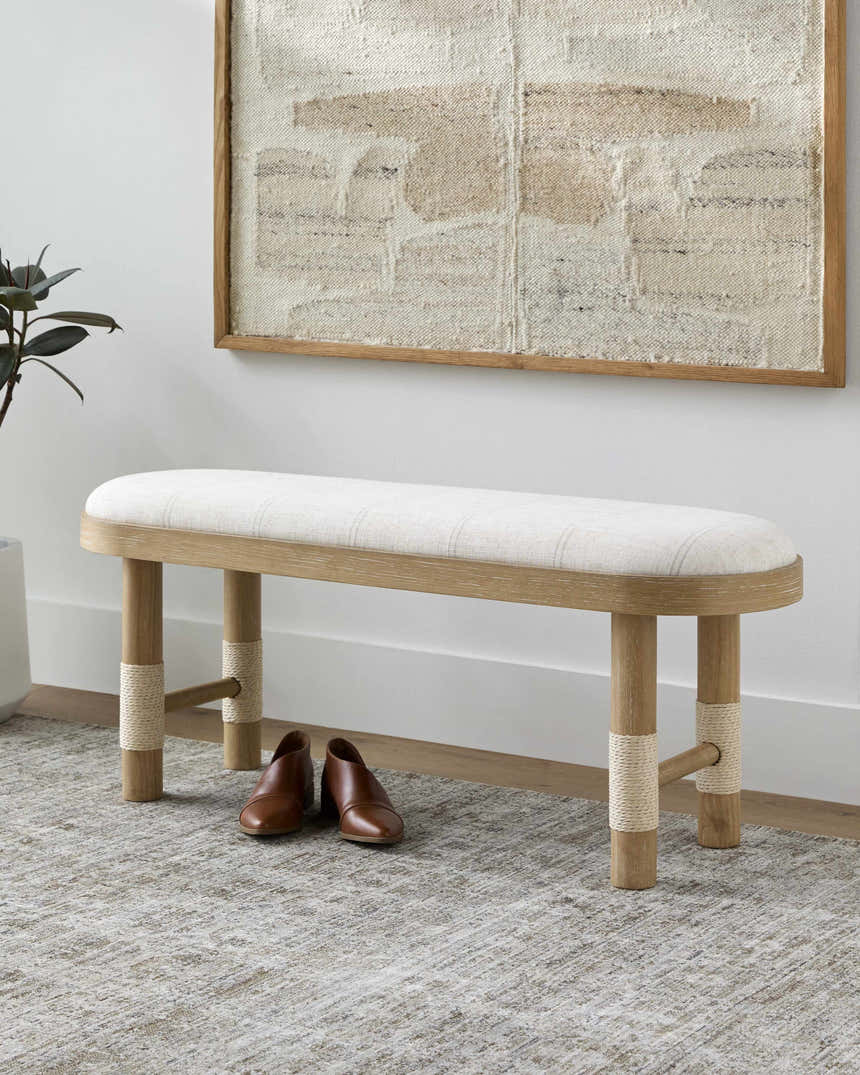 Becki Owens x Livabliss Esmarca Bench with Plaid Upholstery