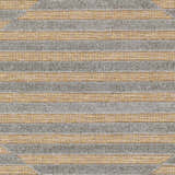 Close-up of the Webuye 3D Outdoor Area Rug. Features a striped geometric pattern in dark gray and multi brown. Swatch