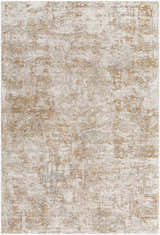 Close-up of the Yakov Area Rug, featuring a contemporary abstract design in cream, tan, and blue hues. Design-Rectangle-6796