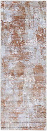 Close-up of Anitra Brown Washable Area Rug featuring a contemporary abstract pattern with brown, light gray, and white hues. Design-Runner-2773