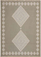 Close-up of the beige and cream Ziggy Washable Jute Rug, featuring a geometric diamond pattern and jute texture. Design-Rectangle-527