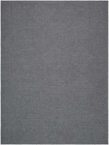 Close-up of the Aulani Area Rug. Gray rug with a subtle geometric pattern and woven texture. Design-Rectangle