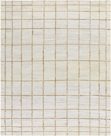 Close-up of the Zared Checkered Jute Area Rug. Hand-woven rug with an ash and light silver checkered pattern. Design-Rectangle-810