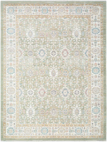 Detailed view of a Jamoi Brown Persian area rug with beige, cream, and light brown traditional patterns. Machine woven polypropylene. Design-Rectangle-537
