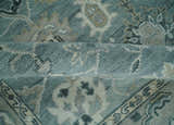 Antique Hand Knotted Oushak Gray and Silver Traditional wool Area Rug