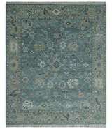 Antique Hand Knotted Oushak Gray and Silver Traditional wool Area Rug
