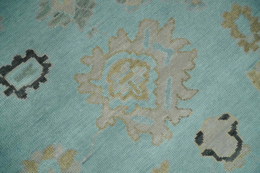 Antique Blue Charcoal Hand knotted Traditional Multi Size Oushak Wool Area Rug