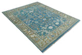 Antique Blue and Brown Persian Oushak Multi Size wool Area Rug