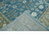 Antique Blue and Brown Persian Oushak Multi Size wool Area Rug
