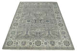 Custom Made Antique Distressed Brown and Beige Hand Knotted Traditional Oriental Oushak Wool Area Rug