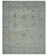 Antique Distressed look Beige and Charcoal Low Pile Multi Size Oushak wool Area Rug