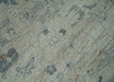Antique Distressed look Beige and Charcoal Low Pile Multi Size Oushak wool Area Rug