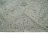 Antique Distressed look Beige and Charcoal Low Pile Multi Size Oushak wool Area Rug
