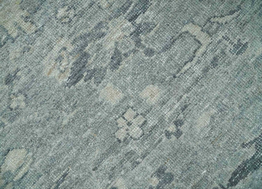 Antique Distressed Look Gray and Silver Low Pile Multi Size Oushak wool Area Rug