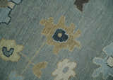 Antique Finish Multi Size Hand Knotted Oushak Silver and Beige Traditional Area Rug