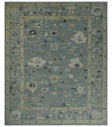 Antique Finish Multi Size Hand Knotted Oushak Silver and Beige Traditional Area Rug