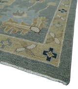 Antique Finish Multi Size Hand Knotted Oushak Silver and Beige Traditional Area Rug