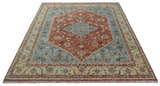 Antique look Traditional Floral Gray, Rust and Beige Hand knotted Heriz Custom Made wool Area Rug