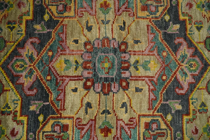 Antique Moss Green and Pink Traditional Multi Size Wool Area Rug