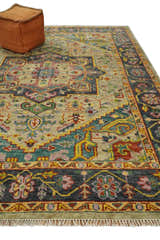 Antique Moss Green and Pink Traditional Multi Size Wool Area Rug