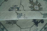 Antique multi size Hand Knotted Beige and Silver Traditional Floral Oushak wool Area Rug